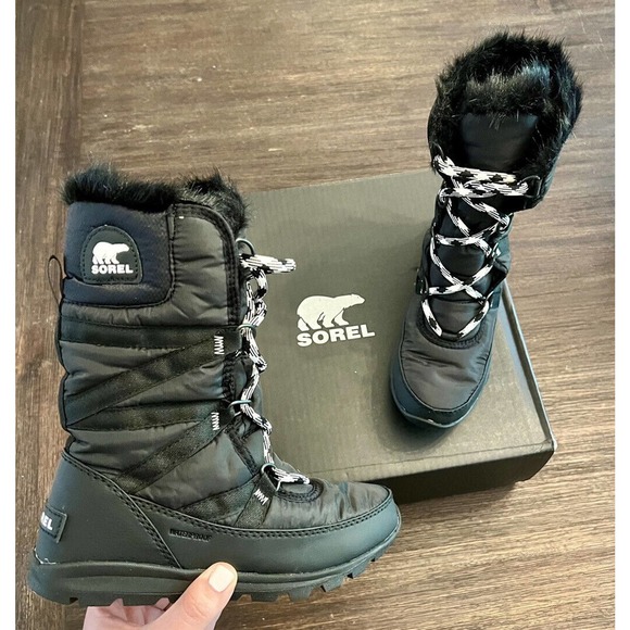 Sorel Whitney Tall Lace II Winter Boots Women's 5 Black Waterproof New In Box - Picture 3 of 7